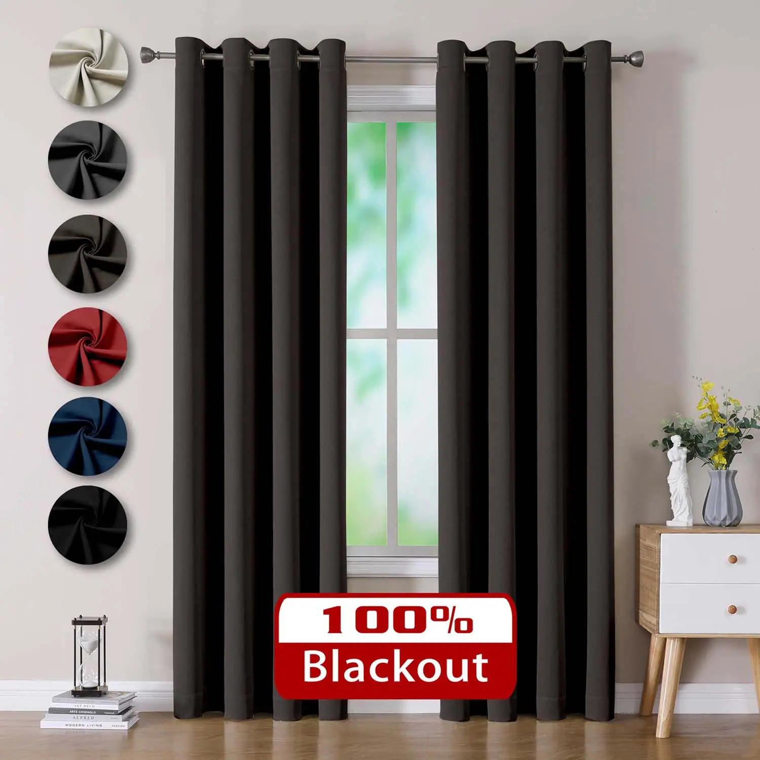 Direct Wholesale Outdoor Window Panel Home Bedroom Living Room OWENIE Burlap Ready Made Total Blackout Grommet Window Curtain