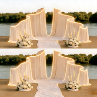 Nouvelle Arche Métallique Blanche Ondulée pour Rideau de Fond, Chuppah, Mandap, Décoration de Mariage et Accessoires pour Cérémonie et Événements