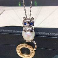 SHDIYAYUN Gros Baroque Perle D'eau Douce Pendentif Élégant Chat Conception Collier Perle Bijoux