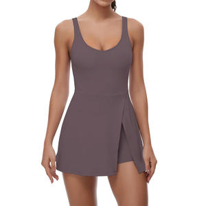 Damen High-Waist Anti-Rutsch Sportrock mit Trägern und integriertem BH, anpassbar, aus Stretch-Polyester - Product Image 3