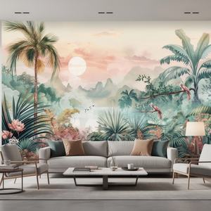 <span class=keywords><strong>Papier</strong></span> <span class=keywords><strong>peint</strong></span> mural en vinyle à coller et à décoller, paysage tropical naturel, montagne, <span class=keywords><strong>jungle</strong></span>, lac, oiseaux, rétro, forêt tropicale, paysage tropical - Product Image 1