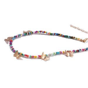 Pendentif papillon en alliage de mode de bijoux transfrontaliers européens et américains pour les femmes élégantes perles colorées simples faites à la main - Product Image 5