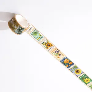 Custom Scrapbooking Printed Vintage Postage Stamp Sticker Paper Washi Tape In Bulk