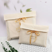 Kantong Serut Kain Katun Putih Ramah Lingkungan, Dompet Hadiah, Tas Tangan, Kantong Debu, Kantong Debu Berflap Katun Mewah