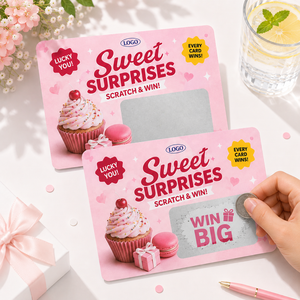 Custom Bakery Sweet Cupcake Shop Promotion Scratch <b>Cards</b> Wholesale Cute <b>Wedding</b> Party Gift Thank You Scratch Off Reward <b>Cards</b> - Product Image 1