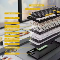 Keyboard Gaming X98Pro 98 Tombol Sumber Cahaya RGB Layar TFT Tiga Mode Nirkabel 2.4G/BT untuk PC/Laptop