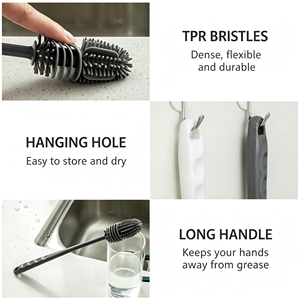 Brosses de nettoyage en silicone à long manche, nettoyants spéciaux pour biberons et mixeurs, brosses magiques pour éliminer les taches - Product Image 4