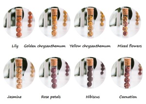 Pack de 8 pièces Boule à thé en fleurs sèches naturelles Tubes en verre Thé de santé <span class=keywords><strong>pour</strong></span> hibiscus rose comprenant des infusions florales variées - Product Image 6