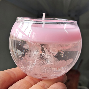 Cera di gel di gelatina all'ingrosso con candela di decorazione di fiori secchi candela profumata di vetro rotonda romantica - Product Image 2