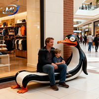 ML-015 Banc d'extérieur moderne en fibre de verre en forme de pingouin pour parcs, jardins, entrées de centres commerciaux, gymnases, écoles et hôtels (2 places, durable)