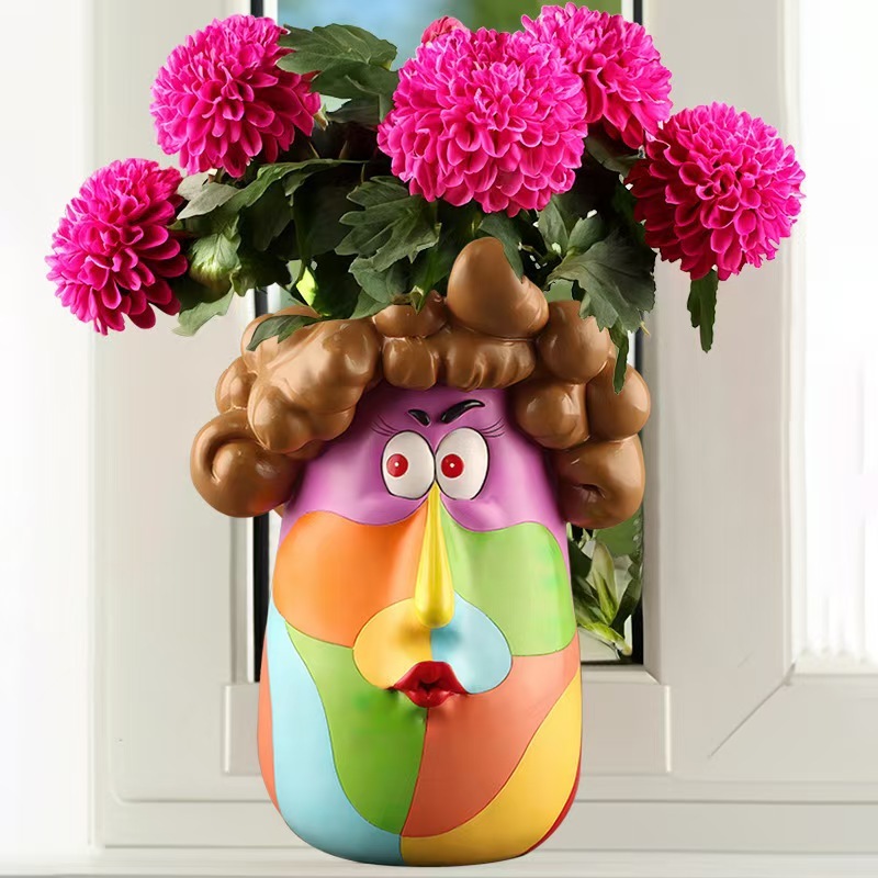 Resin Abstract rainbow Colorful Flowerpot with