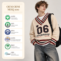 Faible MOQ – Nouveau pull tricoté rétro pour homme avec logo frontal et décoration vintage – Service de fabrication sur mesure