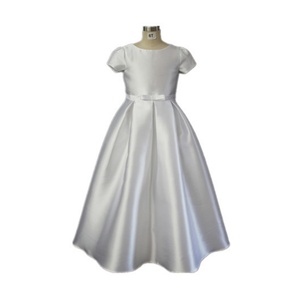 Vestido <span class=keywords><strong>de</strong></span> Niña <span class=keywords><strong>de</strong></span> las Flores D30814, Blanco Liso, Simple, con Mangas Abullonadas Pequeñas, Vestido <span class=keywords><strong>de</strong></span> Comunión para Banquete <span class=keywords><strong>de</strong></span> Boda - Product Image 1