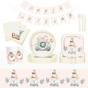 Juego de Vajilla DAMAI para Fiestas de Boda, Incluye Platos, Vasos y Servilletas de Papel para Decoración de Mesas de Boda - Product Image 1