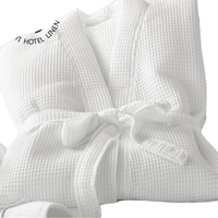 Bata de mujer con cuello en V de algodón 100% transpirable tejido tipo gofre ODM |   Hotel Spa de Primera Categoría |   Ropa Ligera de Secado Rápido para Primavera/Verano