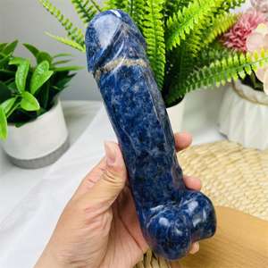 Heißer Verkauf Natürlicher Edelstein Blauer Sodalith Kristall Penis Massagestab Yoni Heilungs-<span class=keywords><strong>Dildo</strong></span> als Geschenk für Frauen - Product Image 4
