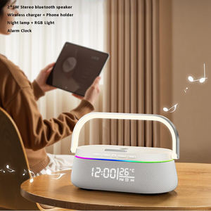 Chargeur sans fil intelligent multifonction 15W Réveil Affichage <span class=keywords><strong>de</strong></span> la température Support <span class=keywords><strong>de</strong></span> téléphone Portable <span class=keywords><strong>Haut</strong></span>-parleur Bluetooth sans fil 10W - Product Image 1