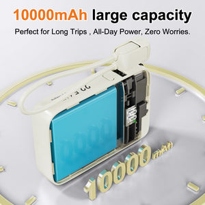 Chargeur de téléphone <span class=keywords><strong>portable</strong></span> <span class=keywords><strong>portable</strong></span> 3 en 1 10000mAh, batteries externes avec câble USB-C intégré, prise secteur pliable, batterie de voyage compacte - Product Image 6