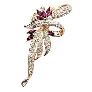 Crystal Flower Brooch Lapel Pin Fashion Rhinestone Jewelry Women Wedding Hijab Pins Large Brooches For Women