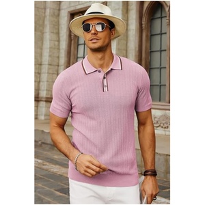 Mens Knitted Breathable Sporty Print for Shirts Short Sleeve Textured Viscose/Polyester Golf - Product Image 1