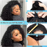 Demi-perruque bouclée crépue, densité 200%, cheveux Remy, perruques bouclées, 100% cheveux humains, sans laisser de traces, mise à niveau, sans colle, demi-perruques à clips pour femmes
