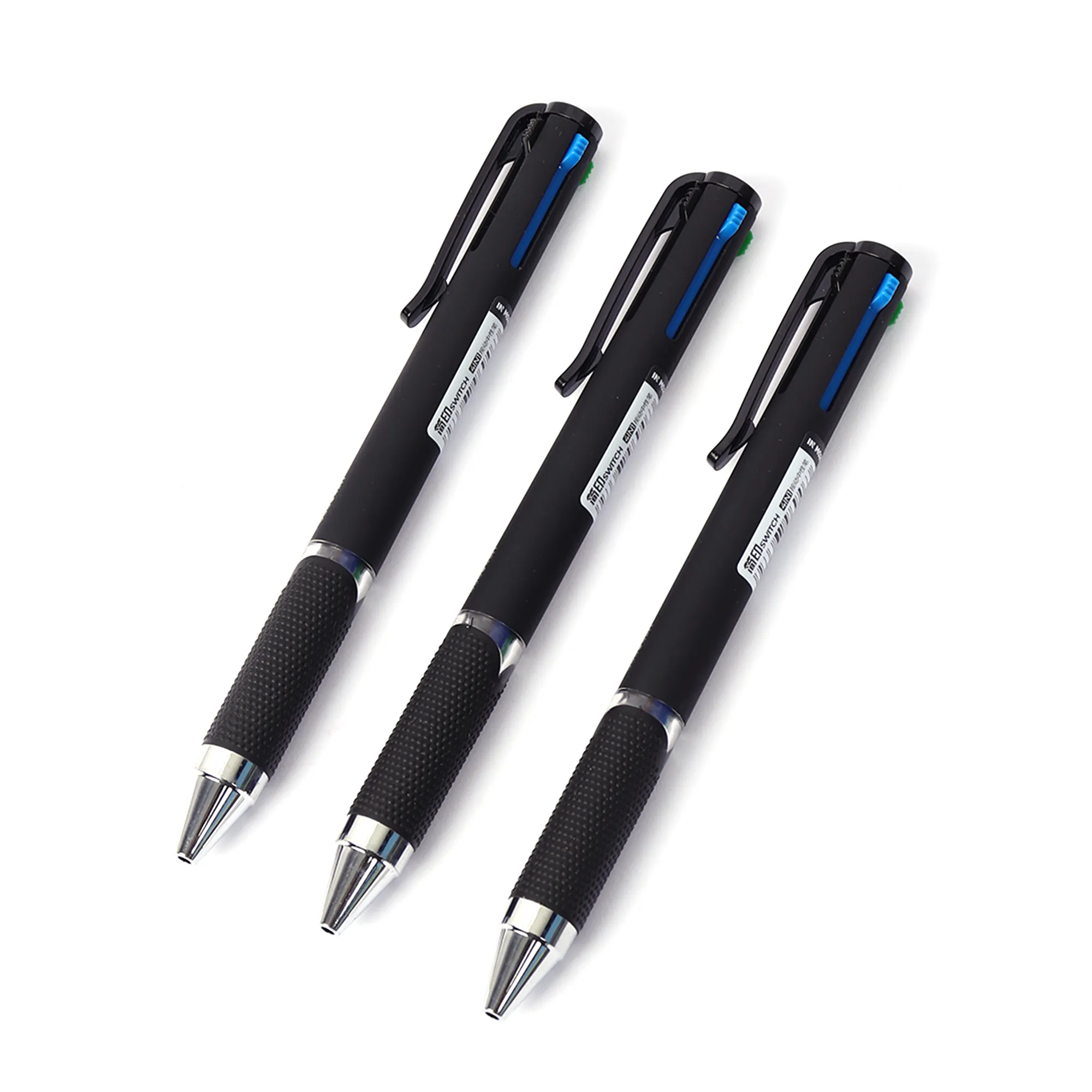 Özelleştirilmiş siyah lüks 3 in 1 çok renkli tükenmez kalemler çok fonksiyonlu tükenmez kalem ve Logo ile mekanik kalem