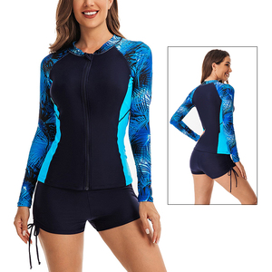 Ensemble de maillot de bain Rash Guard à manches longues écologique pour femmes avec protection UV Combinaison de surf imprimée - Product Image 6