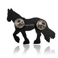 Broche en métal émaillé dur antique électroplaqué, motif cheval brun réaliste, pour veste en jean de cowboy western, équestre