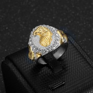 Hiphop Anillos para hombre Non appannamento impermeabile PVD placcato oro 18 carati anelli in acciaio <span class=keywords><strong>aquila</strong></span> anelli da uomo gioielli in acciaio inossidabile - Product Image 4