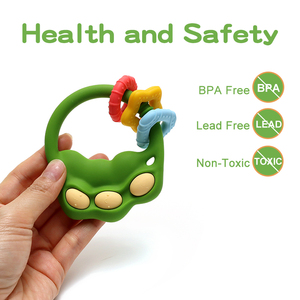 <span class=keywords><strong>Anneau</strong></span> de <span class=keywords><strong>dentition</strong></span> sensoriel à mâcher en silicone de qualité alimentaire pour bébés de 0 à 24 mois, jouet de style dessin animé - Product Image 2