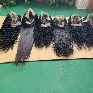 Xuchang-Peluca de cabello humano con encaje frontal para mujeres negras, postizo de cabello humano con cutícula Virgen sin procesar, Full HD, venta al por mayor