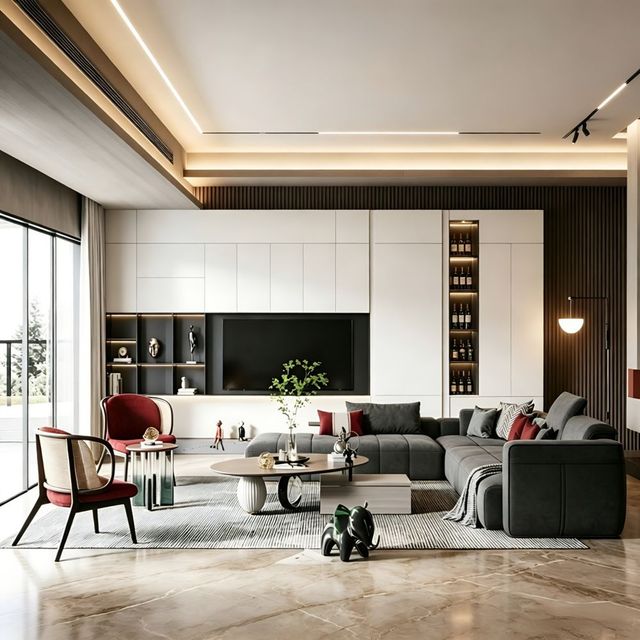 Bespoke Italian Luxury TV Wall Unit with LED Glass Cabinet, Matching Tv Cabinet and Coffee Table Set