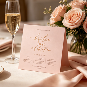 Tarjetas de Invitación para Despedida de Soltera, Color Rosa Dorado, con Papel Grueso Mate, Diseño Elegante, Personalizadas - Product Image 2