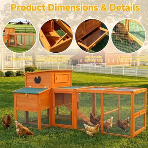 <b>Large</b> Luxury Modern Chicken Coop Outdoor Wood <b>Frame</b> Waterproof Closure Nesting Box Run Eco-Friendly - Product Image 4
