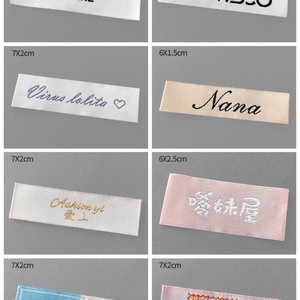 Etiqueta de cuello personalizada de poliéster y algodón para coser en ropa, bolsos, etiquetas principales lavables para prendas, etiqueta tejida. - Product Image 6