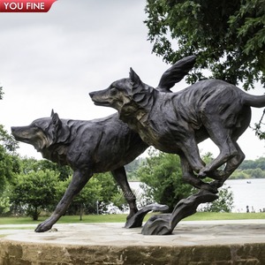 <span class=keywords><strong>Escultura</strong></span> <span class=keywords><strong>de</strong></span> dos lobos corriendo <span class=keywords><strong>de</strong></span> bronce <span class=keywords><strong>de</strong></span> jardín - Product Image 3
