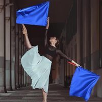Bâton télescopique pliable en polyester mélangé pour la danse et la louange en église, 21,6 po x 26,8 po, cinq couleurs, pour scène extérieure