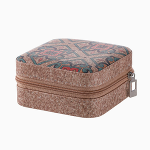 Vintage Floral PU Leather Travel Jewelry Box Zipper Portable Jewelry Organizer <b>Case</b> for Rings <b>Earrings</b> Necklace - Product Image 1