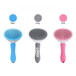 One-Click Self Cleaning Pet Grooming Brush for <b>Dogs</b> and Cats, Deshedding Hair Remover Comb, Custom Logo Promotional Gift - Product Image 1
