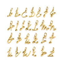 Pendentif Breloque Cœur d'Amour DIY en Acier Inoxydable Plaqué Or 14K PVD avec Lettre Initiale Alphabet, Accessoire de Bijouterie