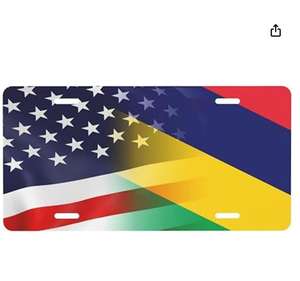 Plaque d'immatriculation patriotique avec drapeaux de <span class=keywords><strong>Maurice</strong></span> et des États-Unis, emblème 6 x 12 pouces, plaque d'immatriculation avant de voiture, accessoire de décoration de voiture - Product Image 1