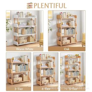 Wooden Multi Tier Bookshelf 4 Layers Space Saving Storage Rack For Living Room <b>Bedroom</b> Display <b>Shelf</b> - Product Image 2
