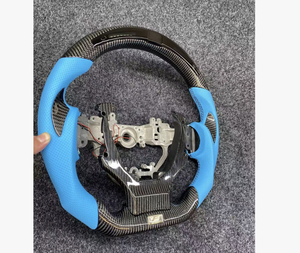Volante Deportivo de Fibra de Carbono Negra con Cuero Perforado Azul de Fábrica YLA, Compatible con <span class=keywords><strong>Lexus</strong></span> IS GX RX CT ES LX RX NX LS GS <span class=keywords><strong>UX</strong></span> - Product Image 1