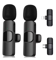 Lavalier mikrofon tanpa kabel, untuk Streaming langsung/YouTube/TikTok/Facebook Mic pengurang kebisingan langsung untuk IPhone/Android