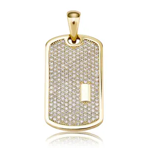 New Hip Hop CZ Zircon Paved Bling Iced Out DIY Customized Name Letter Square Pendants Necklaces Dog Tags for Men Rapper Jewelry