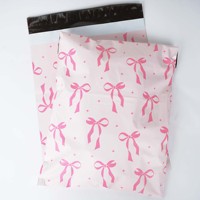 Sacs d'expédition en polyéthylène personnalisés avec nœud rose pour les vêtements féminins, les marques de beauté, sacs d'expédition imprimés mignons pour l'emballage e-commerce