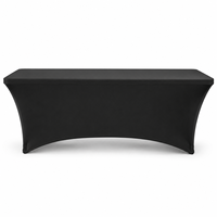 Housse de table rectangulaire en spandex noir de qualité commerciale, 6 pieds, extensible et ajustée, pour hôtel et banquet