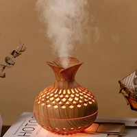 Diffuseur d'huiles essentielles en bois à 2 modes de brume, mini humidificateur personnel de bureau, 300 ml, rechargeable, silencieux pour la maison