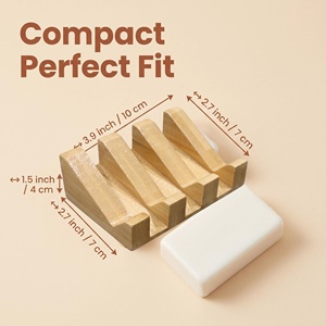 Portasapone in bambù naturale con drenaggio inclinato, antiscivolo, a cascata, salva-sapone per bagno, doccia, <span class=keywords><strong>lavabo</strong></span> - Product Image 4