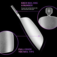 Faux ongles d'orteils à presser, courts, pointus, carrés, pré-encrés, double finition mate, en acrylique, couvrance totale, pour extensions d'orteils, DIY à domicile